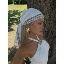 1pc Women's Elegant Solid Color Square Lace Trim Headscarf, Multifunctional As Headscarf, Shawl And Hair Accessory, Suitable For Use In Mosques, Fashionable Casual Accessory For Summer - 白色 - 查看 2