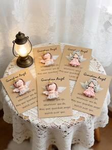 24/12/2pcs-Guardian Angel Add-On Cards, Cute Mini Gifts, Warm And Inspiring Gifts, Perfect For Best Friends, Perfect For Love And Care Party Gifts, Christmas, Birthday And Other Perfect Gifts. Angel Illustration Souvenirs, Perfect For Family And Friends, Greeting Cards, Special Occasions, Guardian Angel Gifts. - Multicolor - View 5