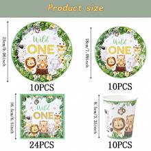 Bộ đồ dùng ăn uống dùng một lần họa tiết động vật cho sinh nhật lần thứ nhất, đĩa tiệc 7/9 inch, đĩa giấy, cốc, khăn ăn dùng một lần, thích hợp cho các ngày lễ, đám cưới, lễ đính hôn, sinh nhật, tiệc tùng, lễ kỷ niệm. - Nhiều màu - Xem 8