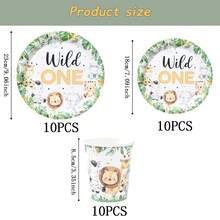 Bộ đồ dùng ăn uống dùng một lần họa tiết động vật cho sinh nhật lần thứ nhất, đĩa tiệc 7/9 inch, đĩa giấy, cốc, khăn ăn dùng một lần, thích hợp cho các dịp lễ, đám cưới, lễ đính hôn, sinh nhật, tiệc tùng, sự kiện kỷ niệm. - Nhiều màu - Xem 13