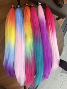 WIGGAGA Football Cup Music Festival Inspired Women's Vacation Outfit, Valentine's Day Summer Wear, 26" Colorful Braided Ombre Wig Suitable For Music Festivals, Halloween, Christmas - Multicolor - View 5