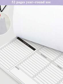 1 Peça Bloco de Planejador Semanal de Tarefas, Planejador Semanal Não Datado 8,5" x 11" com Prioridades e Notas, 52 Folhas Fáceis de Destacar, Ferramentas de Produtividade de Mesa Minimalistas para Trabalho, Escola, Suprimentos de Escritório, Presente de Apreciação de Professor, Presentes para Adultos, Presente do Dia das Mães - A4 - Visão 6