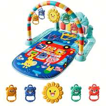 Newborn Baby Essentials Baby Bed Crib Bedding Set Baby Toys Interactive Music Pedal Piano Play Mat - Fun And Educational Fitness Frame Toy For Baby, Baby Piano Mat Kick And Play Multifunction Gym Play Mat,Tummy Time Mat Baby Kicking Toys For Feet With Pendant Rattle,Animal Shape Maracas,Playmate For Baby, Baby Play Mat Baby Gym,Funny Play Piano Tummy Time Baby Activity Mat With 5 Infant Sensory Baby Toys, Music And Lights Boy & Girl Gifts For Newborn Baby - 粉色 - 查看 4