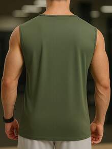 Áo tank top thể thao nam không tay đa năng, thiết kế tối giản, dễ mặc, chất liệu thoáng khí, phù hợp cho chạy bộ ngoài trời, tập gym trong nhà hoặc đi lại trong thành phố, đáp ứng nhiều nhu cầu phối đồ thể thao. - Màu xanh Ô liu - Xem 5