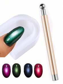 磁性猫眼美甲固定垫，适用于美甲，磁性凝胶指甲油引导工具，新手DIY磁性美甲助手 - 彩色 - 查看 9