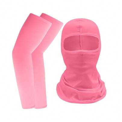 1set Sports Cycling Headgear Sleeves, Outdoor Windproof And Dustproof Face Mask, Sports Quick Drying Sun Protection Ice Silk Sleeves