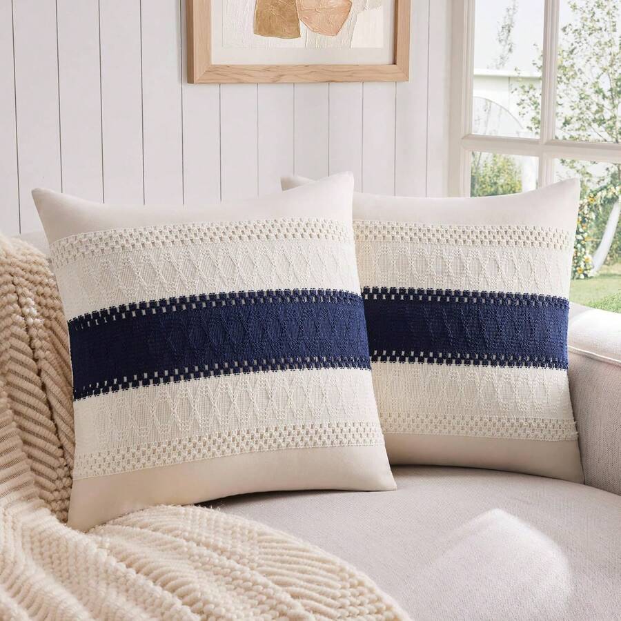 1 pieza Funda de almohada decorativa de estilo bohemio - Un azul profundo - Ver 1