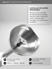 RCA Batidora de Inmersión RC-1204 con Cuchillas de Acero Inoxidable, Velocidad Variable, Función Turbo, Diseño Ergonómico, Accesorios para Picar y Batir, Ideal para Cocinas Elegantes, Color Blanco. - Tipo de Enchufe A USA (110-127V) - Ver 3