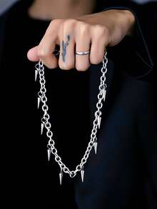 Dây chuyền gai nhọn phong cách Punk, unisex, thiết kế táo bạo phù hợp với thời trang đường phố. - Bạc - Xem 2