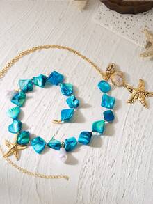 Dây thắt lưng mặt dây hình ngôi sao vỏ sò phong cách Bohemian dành cho nữ, bộ dây đeo gợi cảm mùa hè đi biển. - dây đeo eo hình sao biển - Xem 3