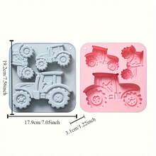 Khuôn silicon 3 ngăn hình máy kéo, khuôn làm bánh sáng tạo, khuôn làm sô cô la và thạch, dụng cụ làm bánh nhà bếp (Hồng & Xanh dương) - Nhiều màu - Xem 4