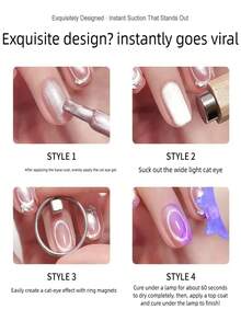 Bộ 2 dụng cụ vẽ móng mắt mèo rỗng 3 giây: Vòng nam châm mạnh, phù hợp cho người mới bắt đầu, dễ dàng tạo kiểu móng mắt mèo lỗ đen. - Nhiều màu - Xem 8