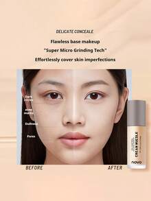 NOVO Luminous Cream Foundation, Oil Control Waterproof Concealer Long-Lasting Makeup, Suitable For Any Makeup Look, Perfect Makeup Effect, Ideal For Commuting And Travel - 01# Porcelain Gloss - View 6