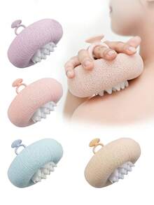 4件套按摩沐浴海绵套装 - 去角质身体刷、丝瓜络、带吸盘的沐浴清洁刷，柔软男女通用干湿两用身体清洁刷，家居浴室用品，夏季、返校季、母亲节礼物 - 多色 - 查看 2