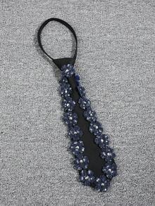 1件女士时尚手工仿水晶亮片花朵装饰夹式领带，用途广泛，适合休闲、通勤、购物、派对搭配、旅行、节日等场合。 - 彩色 - 查看 16