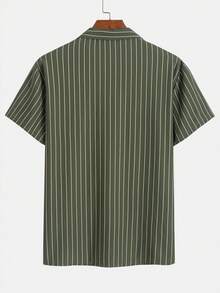 Men's Summer Fashionable Striped Short Sleeve Polo Shirt, Suitable For Casual Office Commute Wear, Versatile Daily Outfit - Green - View 4