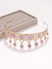 1 chiếc băng đô vương miện công chúa đính đá lấp lánh thời trang dành cho nữ, phụ kiện tóc ngọt ngào cho ngày sinh nhật. - Đỏ - Xem 2