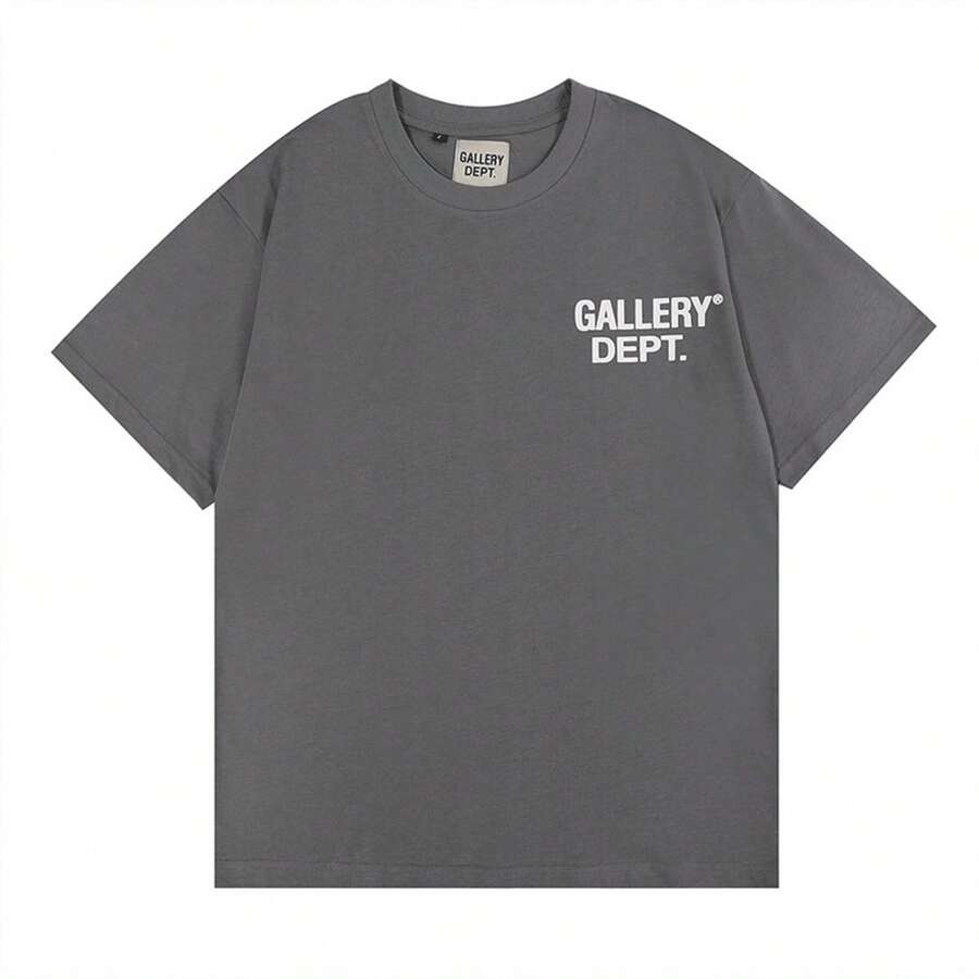 Camiseta Para HombreGALLERY D-EPT T-Shirt Car Letter Short Sleeve Men And Women High Street Half Sleeve Car Print Round Neck Loose Men's Tops Round Neck Casual Short Sleeve GALLERYLoose And Comfortable100 Percent Cotton Graphic Tees - Xám - Xem 1