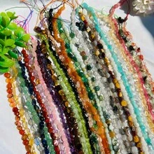 1串（40-45颗）天然宝石抛光珠，包括紫水晶、黄水晶、白水晶、绿东陵石、粉晶、月光石，不规则串在弹力绳上，可作手链、手镯或水晶手链佩戴。 - 彩色 - 查看 7
