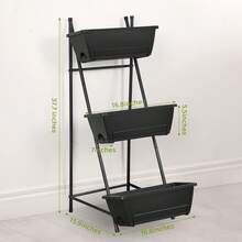 Vertical Raised Garden Bed 3 Tier Elevated Garden Planters Stand Up Garden Planter Box With Drainage Holes For Outdoor Indoor Plants Herbs Flowers Vegetables Black - Black - 查看 3
