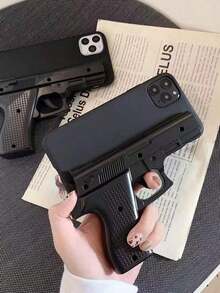 Funny Toy Gun Protective Case Compatible With IPhone 16, 17/17 Pro/17 Pro Max, 15, 14, 13, 12, 11 Pro Max, Creative Niche Design - Black - View 2