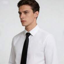 1条男士经典黑色拉链领带，便捷设计，适合搭配西装、衬衫和特殊场合。 - 黑色 - 查看 1