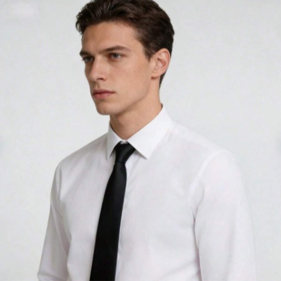 1条男士经典黑色拉链领带，便捷设计，适合搭配西装、衬衫和特殊场合。 - 黑色 - 查看 1