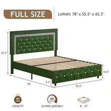 Upholstered Bed Frame, Modern Platform Bed Frame With Headboard And Footboard, No Boxing Spring Needed, Easy Assembly, Black// Pink/ Purple/ White/ Beige / Green, Twin/ Full// King - 綠色 - 查看 9