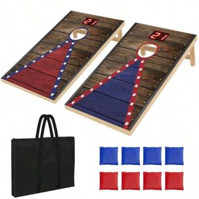 Gdo703deyi Electronic Cornhole Board Set 4x2ft 3x2ft 2x1ft - Automatic Scoring Corn Hole Game For Adults And - Infrared Sensing Wood Set With 8 Bags And Carry Case For Backyard Party And Tailgates