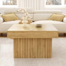 Elegant Wooden Coffee Table With Chipboard Top And MDF Base – Modern, Robust And Versatile Design, Ideal For Living Room, Dining Room And Office – 79x79x46 Cm - Natural Color - View 12