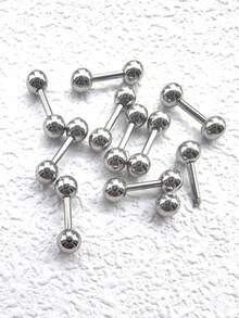 10pcs Hip Hop Style Stainless Steel Stud Earrings With Small Balls, Men's Ear Cartilage Piercing - Silver - View 3