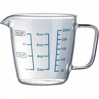 Cốc đong định lượng bằng thủy tinh chịu nhiệt 250ml/500ml có vạch chia, thích hợp cho phòng thí nghiệm, pha sữa cho trẻ em, làm bánh trong nhà bếp, v.v.