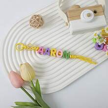 A Handcrafted, Personalized Flower Keychain With Customizable Colored Acrylic Letter Beads. A Perfect Mother's Day Gift Or Back-To-School Gift. - Letter Keychain - View 34