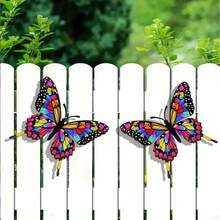 2pcs Vibrant Butterfly Wall Decor, 2D Acrylic Butterfly, No Electricity Needed, Suitable For Garden, Fence, Home Decor, Party, Wedding Outdoor Wall Decoration - Butterfly - View 4
