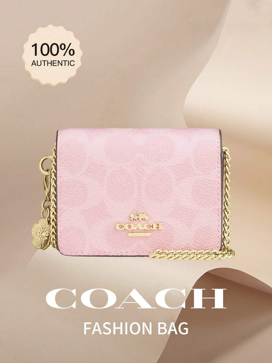 Coach 7 chiếc túi xách mini nữ, túi đeo chéo vai có dây xích. - Hồng - Xem 1