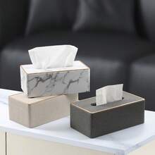 Luxury PU Leather Magnetic Tissue Box Holder, Rectangular Napkin Box Cover Suitable For Bathroom, Home, Office, Beige, Magnetic Tissue Box - Beige - View 9