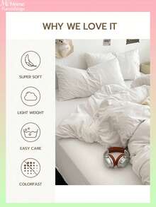 3pcs Milky White Bedding Set, Includes 1 Duvet Cover & 2 Pillowcases, Soft & Comfortable Home Textile, Available In Multiple Colors, Suitable For Dorm Rooms, Simple & Fashionable Home Decor, Soft & Cozy Bedroom Bedding Set, Machine Washable Without Filler - Creamy White - View 6
