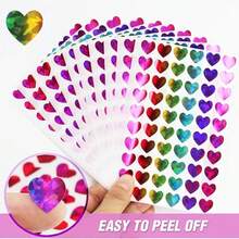 300pcs Of Holographic Heart Stickers In 5 Sheets, Featuring Glittery Small Hearts That Are Self-Adhesive. Perfect For Valentine'S Day Decorations, Reward Charts, Scrapbooking Projects, And Planners - Multicolor - View 7