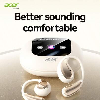 Acer 宏碁 OHR549 挂机式无线蓝牙耳机，全新触控充电盒，20 小时待机，零漏音通话降噪，5.4 芯片稳定低功耗，兼容笔记本电脑和手机