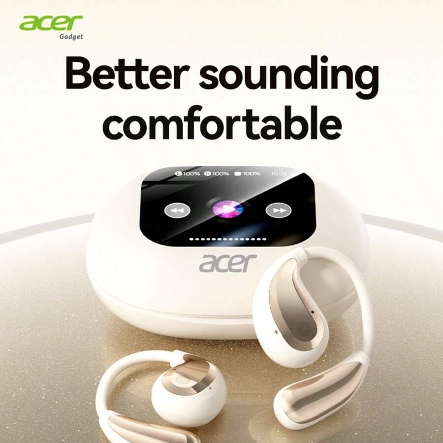 Acer 宏碁 OHR549 挂机式无线蓝牙耳机，全新触控充电盒，20 小时待机，零漏音通话降噪，5.4 芯片稳定低功耗，兼容笔记本电脑和手机