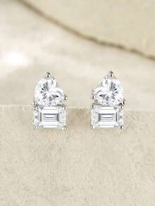 Bông tai Moissanite bạc 925, không gây dị ứng, thiết kế tối giản sang trọng, chống oxy hóa, đa năng, quà tặng cho Ngày Valentine, Ngày của Mẹ, đám cưới, lễ đính hôn, sinh nhật, kèm hộp quà và giấy chứng nhận. - Bạc - Xem 7