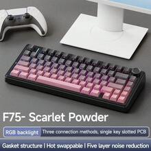AULA F75 Wireless Mechanical Keyboard Bluetooth 2.4G RGB Customized 75% Layout PBT Keycaps RGB Backlight Wired Gaming Keyboard Rechargeable 4000mAh Metal OEM Profile Gasket Structure Personal Comp - 查看 13