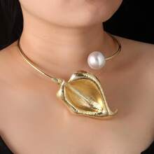 1件法式复古夸张个性化马蹄莲开领项链，时尚优雅3D立体花卉派对项链 - 彩色 - 查看 1