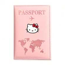 SANRIO 1pc Cute & Fashionable Hello Kitty Pattern Passport Holder, Suitable For Men And Women, Travel Essential, Designed With Letter, Plane And World Map, Perfect Gift For Fans - Multicolor - View 8