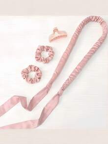 Bộ 4 phụ kiện tóc nữ, dụng cụ uốn tóc không cần nhiệt, dụng cụ tạo kiểu tóc, kẹp tóc. - Màu be - Xem 4