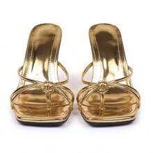 Women's High-Heeled Sandals/Slippers, Elegant Style, Thin Straps, Square Toe, Open Toe, Stiletto Heel, Sexy And Elegant, Suitable For Everyday Wear, Vacations, Parties, Shipped From Local Warehouse. - 金色 - 查看 5