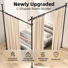 Room Divider, Tension Curtain Rod No Drilling,4-10ft(H) 28-140inch(W) Wall Divider For Room Separation, Heavy Duty Room Partition Separator, Adjustable Folding Privacy Screens,Black - Black - View 4