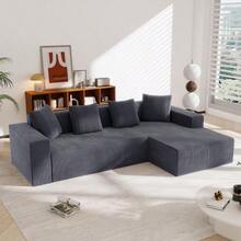 Fully Compressed Boneless Sofa, Cloud Combination Sofa With L-Shaped Chaise Lounges, Modern Modular Sofa With Deep Seats, Upholstered Sofa For Living Room And Bedroom - Dark Grey - View 6