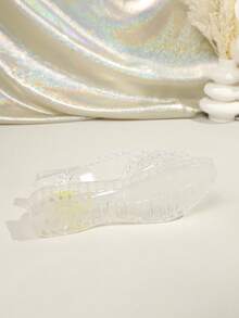 Summer New Crystal Sandals, Transparent Chunky Heel Plastic Sandals, Girl's Platform Peep-Toe Sandals, Non-Slip & Breathable Beach Shoes - White - View 8