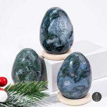1 quả trứng đá mã não rêu - Tinh thể tự nhiên - Được đánh bóng và tinh chế - Món quà Giáng sinh hoàn hảo cho gia đình và bạn bè. - Nhiều màu - Xem 4